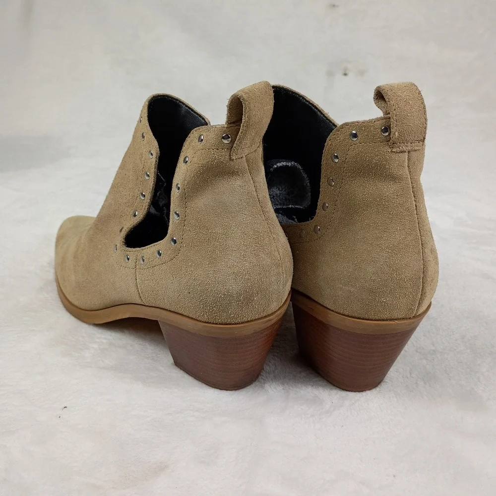 Rebecca Minkoff Suede Cut Out Studded Ankle Boots Tan Sand Womens 9.5 M